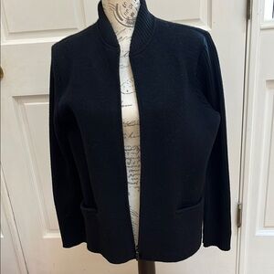 Eileen Fisher Women's blouson Black zipper jacket / sweater.